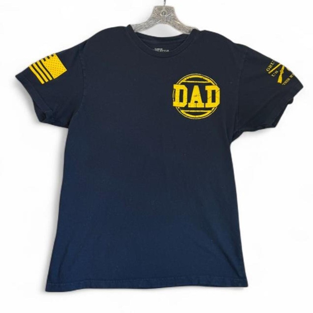 Grunt Style DAD Defends Against Douchebags Navy Blue Graphic T Shirt Mens Large